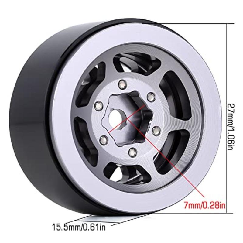1.0 Wheel Rims RC Metal Beadlock Wheels Rims for All 1/24 Scale Axial SCX24 Deadbolt RC Crawler Car Upgrades Accories