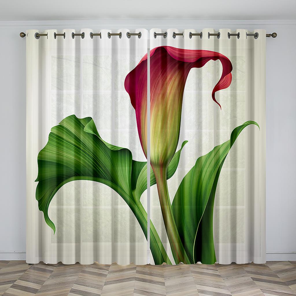 

Шторы с 3D принтом, красочные красивые цветы с принтом, шторы, украшение для дома с крючком, полиэфирная ткань, 2 панели W50H130(CM)x2&Hook