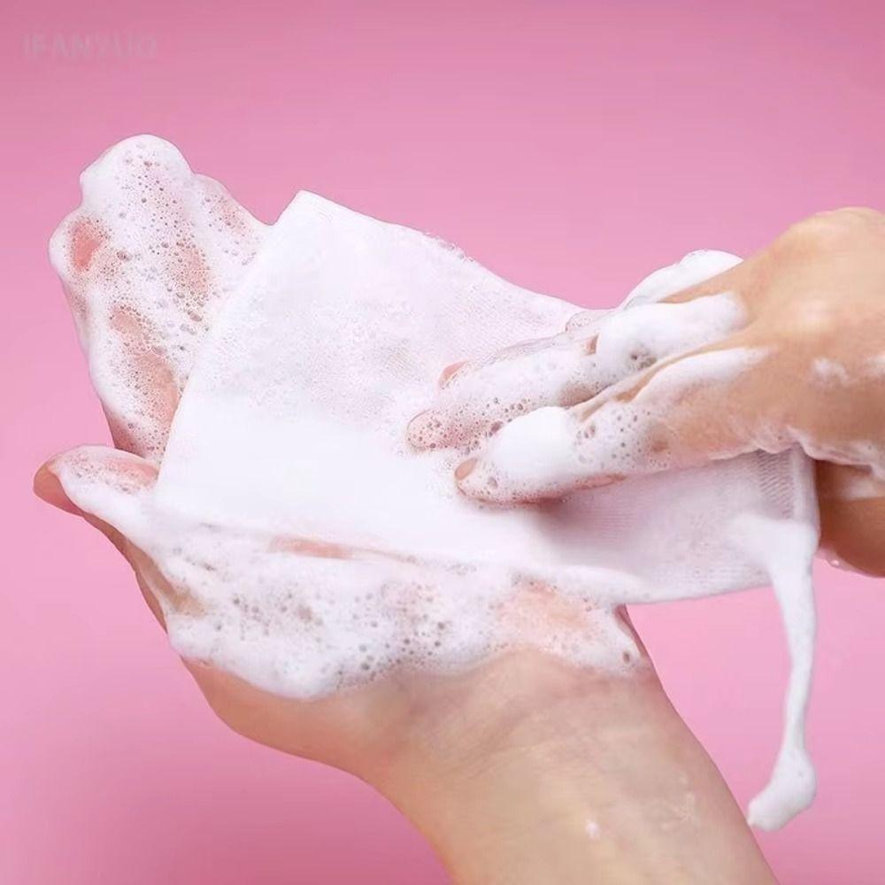 50 stk Dobbeltlags Badeskumnettposer Hengbare Såpeskumposer Skummende Skrubber