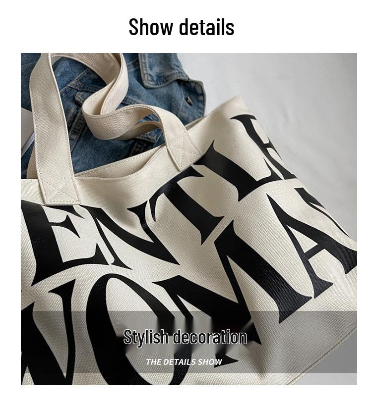 2023 Thai Gentlewoman Canvas Tote: New Letter Print Shoulder Bag