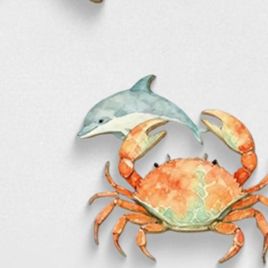 3 Pezzi Decorazioni da Parete in Legno per Spiaggia, Stella Marina Polpo Granchio Balena Nautica Costiera Vintage Wall Art, Ornamenti Vita Marina Oceano per Bagno, Soggiorno,