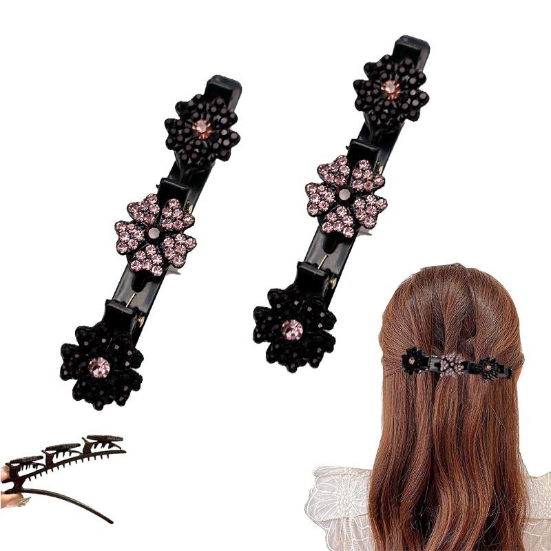 2/4/8Pcs Sparkling Crystal Stone Braided Hair Clips Girls Fashion Women Hair Clips for Thin Thick Curly Hair Small Hair Braid Clips for Home