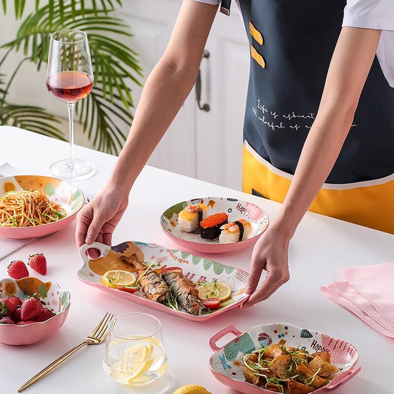 Cute Cartoon Alpaca 25-Piece Ceramic Tableware Set