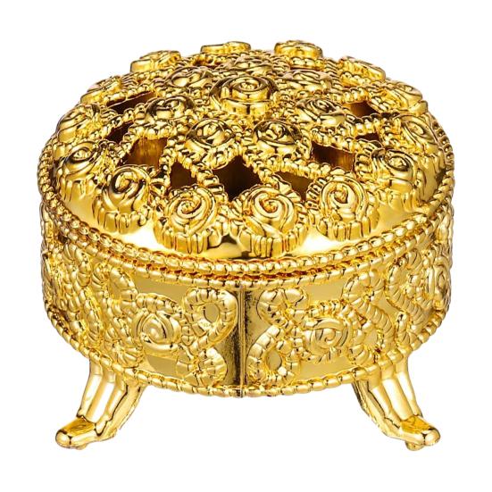 Металлическая золотая конфетница Винтажная пластиковая тарелка для угощений на вечеринку Круглая декоративная коробка для хранения