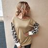 Women S Casual Leopard Patchwork Knit Pullover Sweater