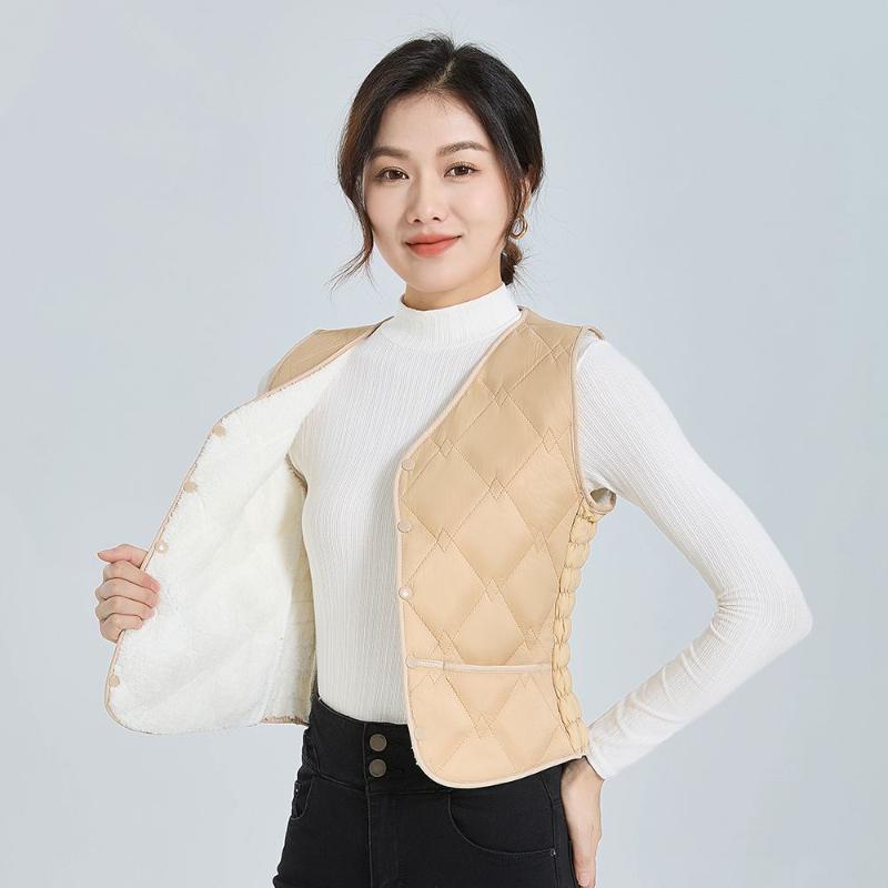 Winter Down Cotton Vest for Women Plus Velvet Thickened 2025 New Lightweight Slim Short Warm Vest