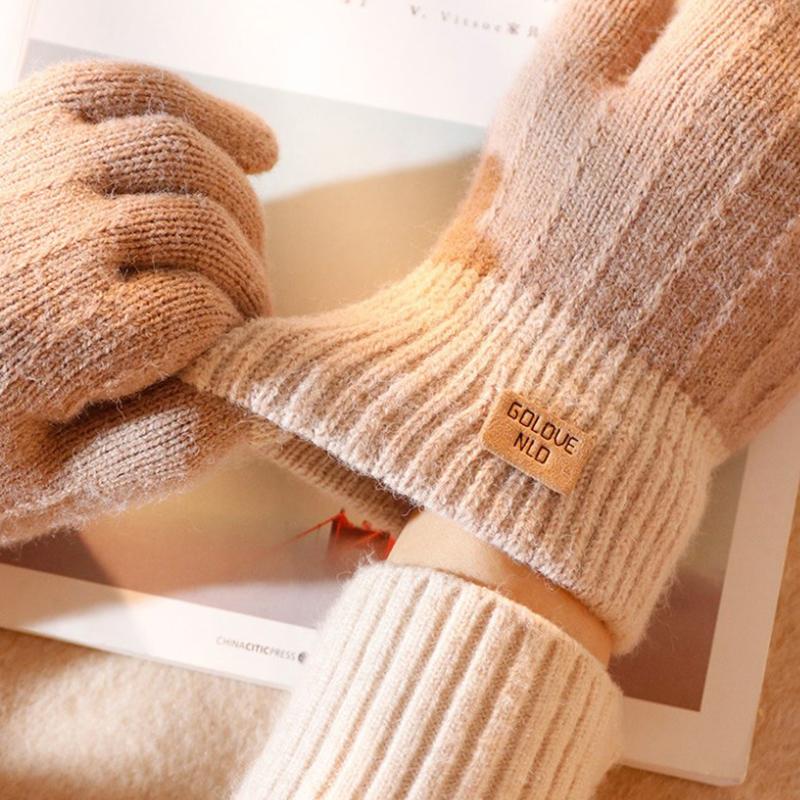 Women Men Warm Winter Touch Screen Gloves Stretch Knit Mittens Wool Full Finger Guantes Female Crochet Glove