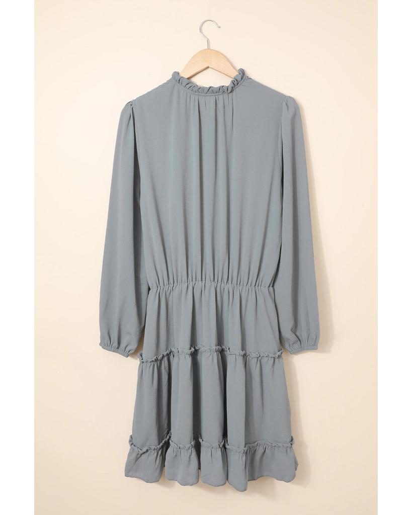 Azura Exchange V Neck Long Sleeve Ruffle Tiered Mini Dress