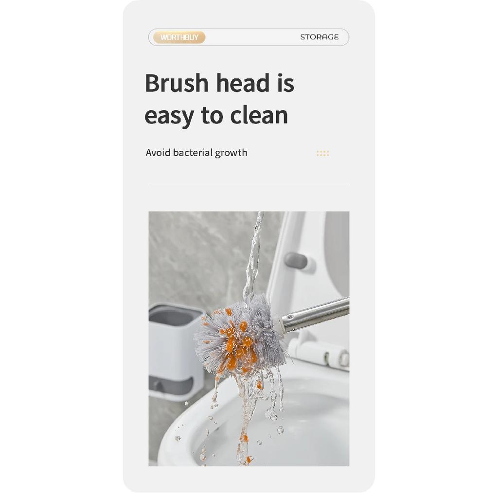 WORTHBUY Long Handle Plastic Toilet Brush With Drain Base Punch-Free Wall Mounted WC Toilet Cleaning Brush Bathroom Accessories