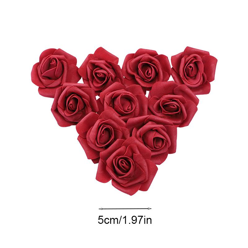 20/50Pcs 5cm Foam Rose Head Artificial Teddy Bear Roses Flower Handmade DIY Gift Decoration Wedding Party Christmas Home Decor
