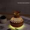 USB Wood Grain Flower Vase Humidifier: Silent Aroma Diffuser with Colorful Night Light for Home and Office