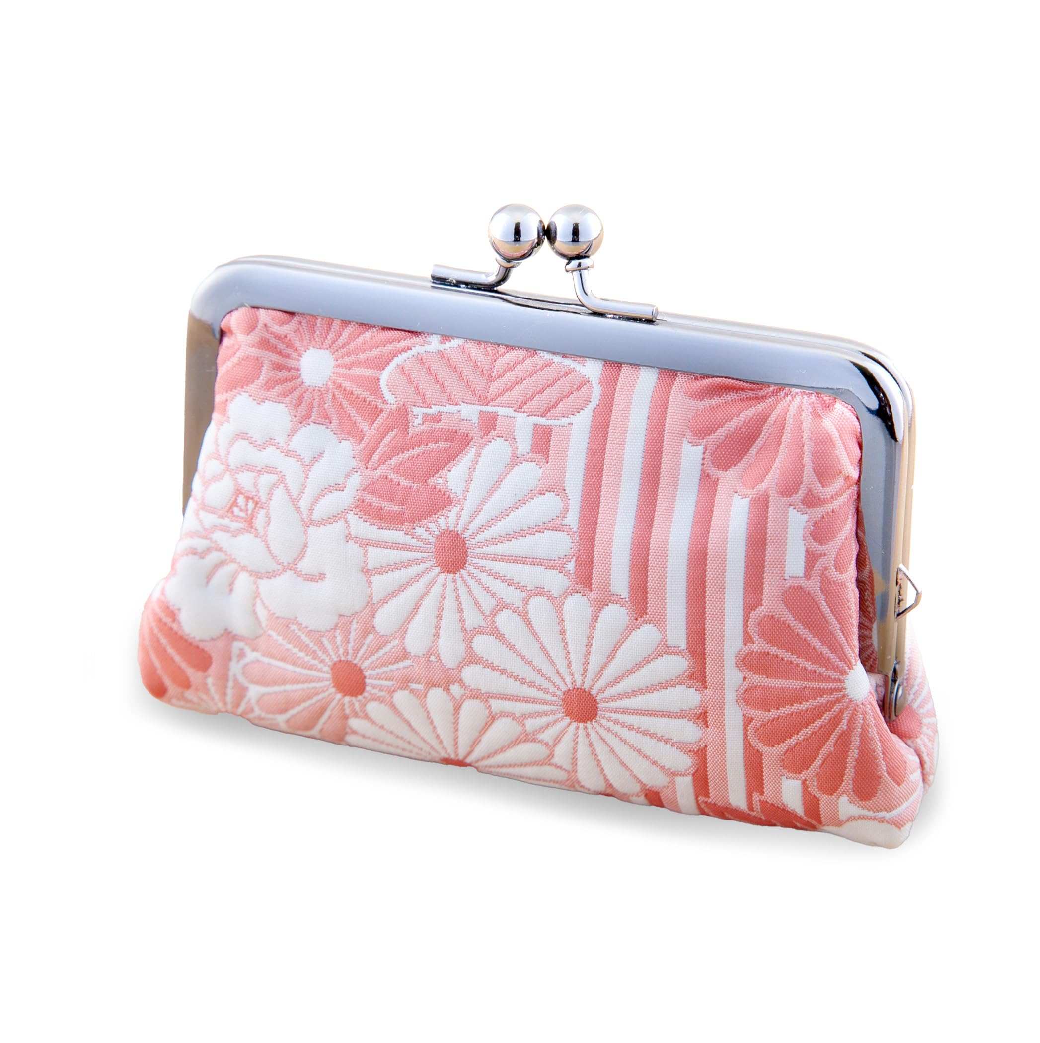 

Норен Кошелек-гамагучи Кошелек для мелочи в форме лягушки (Мини Квадратная Плетеная Ткань - Розовый) 11,5 x 7,5 см, Сделано в Японии, Ткань двойного плетения, Кошелек-кисет,