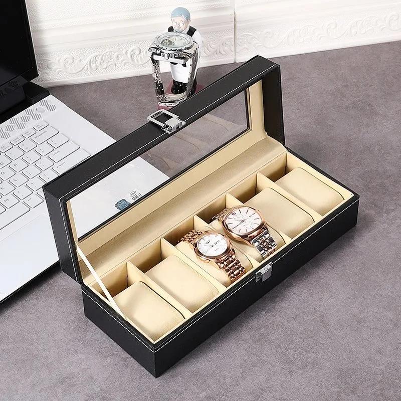 2/3/4/5/6/8/10/12 Slots PU Leather Watch Box Traditional Style Watch Storage Box Gift Watch Case With Lock