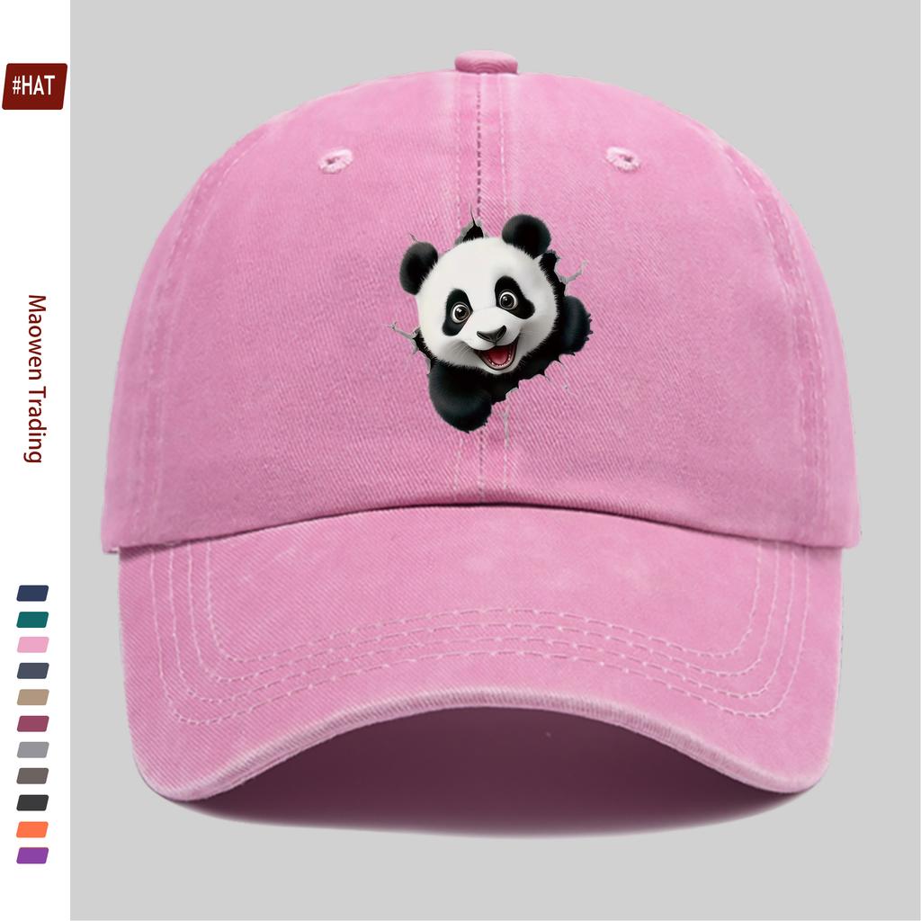 pc Unisex Cute Panda Print Baseball Cap Home Leisure Decorative Papa Hat Trucker Sun Hat Washed Adjustable Buckle Headwear