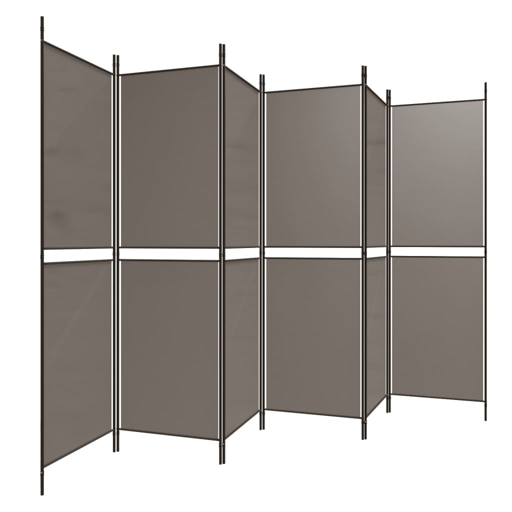 6 Piece Anthracite Room Divider 300 X 180 Cm Fabric