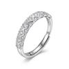 S925 Sterling Silver Open Adjustable Women's Ring with Diamond-Encrusted Lattice - Exquisite and Luxurious Accessory