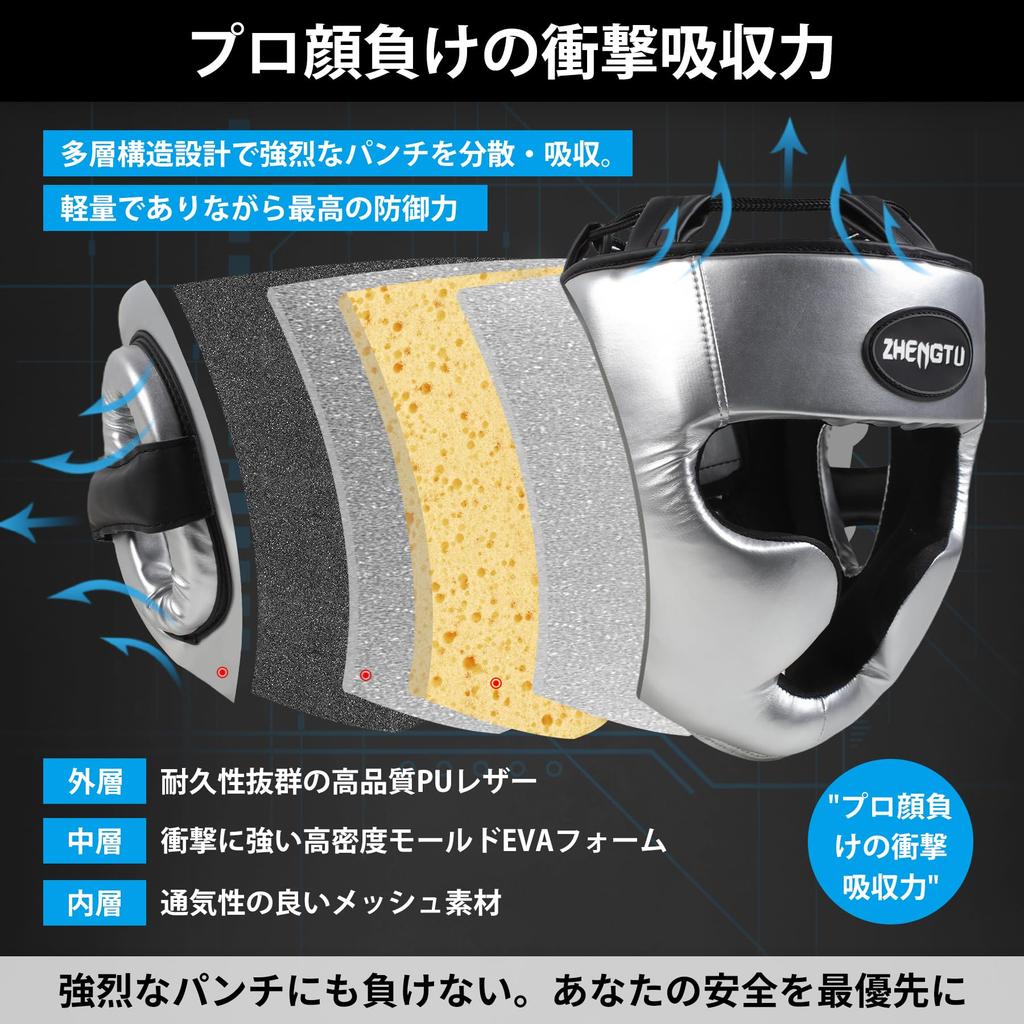 ZHENGTU Nakrycie głowy dla dorosłych i PRO MODEL Pasek Zintegrowany Podbródek do Sztuk Walki i Treningu Dzieci, [Góra + Ochraniacz] Sztuki, Kickboxing, MMA, Sparring,