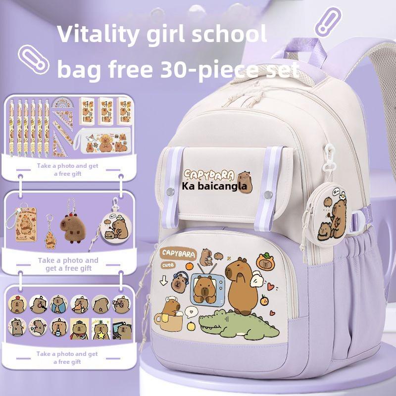 2024 Capybara Girls' Backpack: Stylish, Spacious & Perfect for Grades 1-6