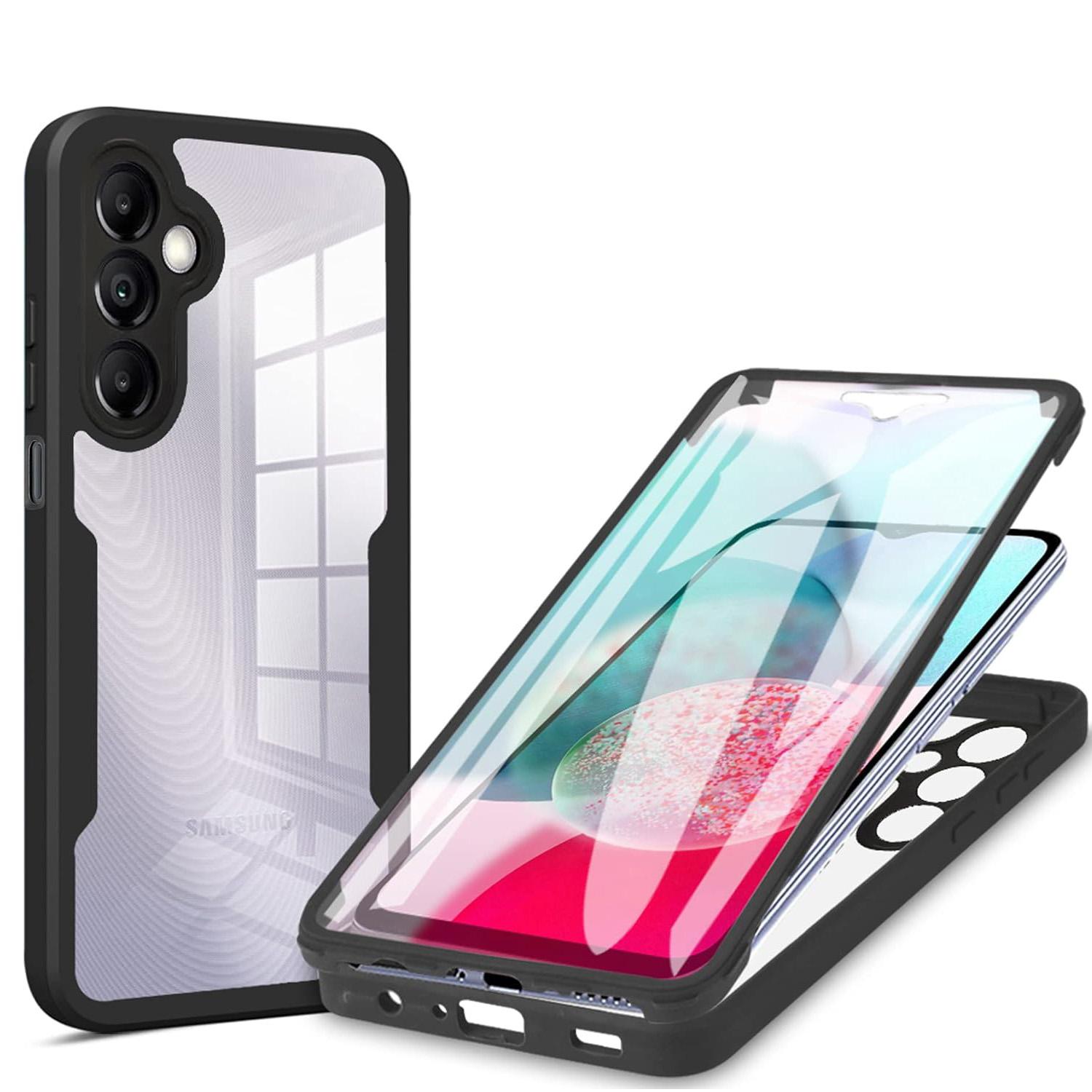 

Жидкий силиконовый гибридный чехол на 360 градусов для Samsung Galaxy A15 A05S A04e A14 A24 A34 A54 5G защитный противоударный чехол с полной защитой Samsung A04s чёрный