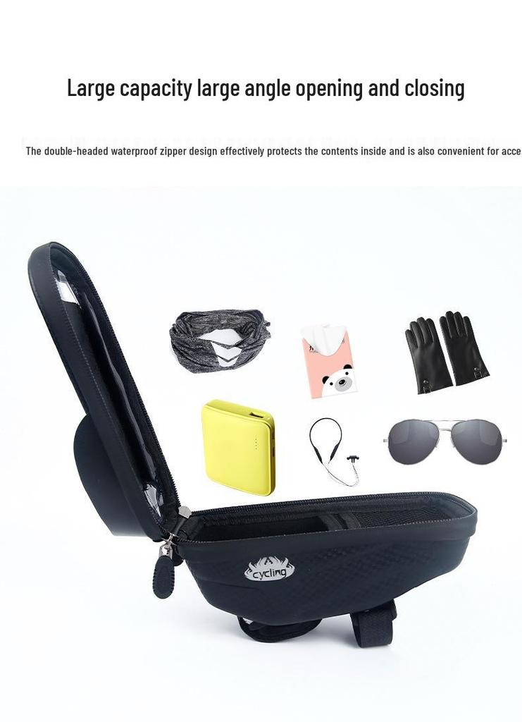 Unisex EVA Hartschalen-Fahrradlenkertasche mit Touchscreen, Wasserabweisendes Handyfach für Mountainbiking