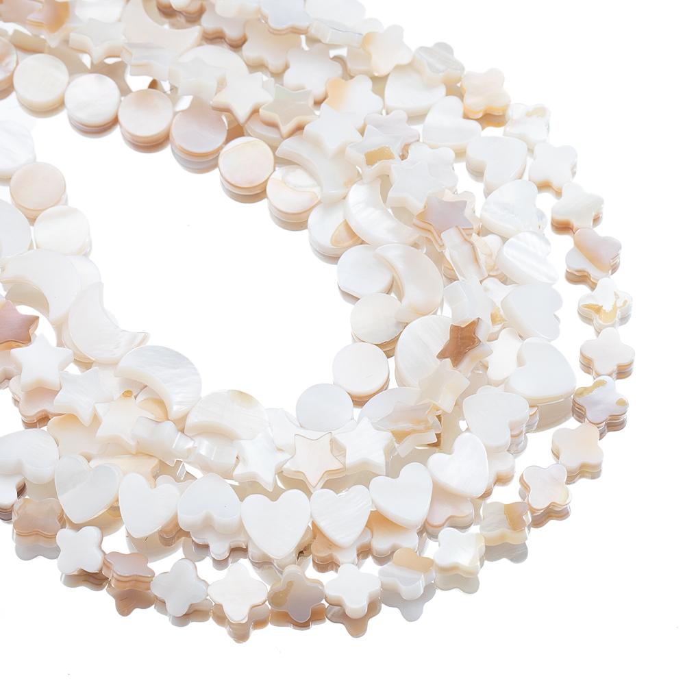 30-60pcs Natural Freshwater Shell Beads White Heart Star Moon Flower Shape Horseshoe Snail Beads For DIY Jewelry Making Beads