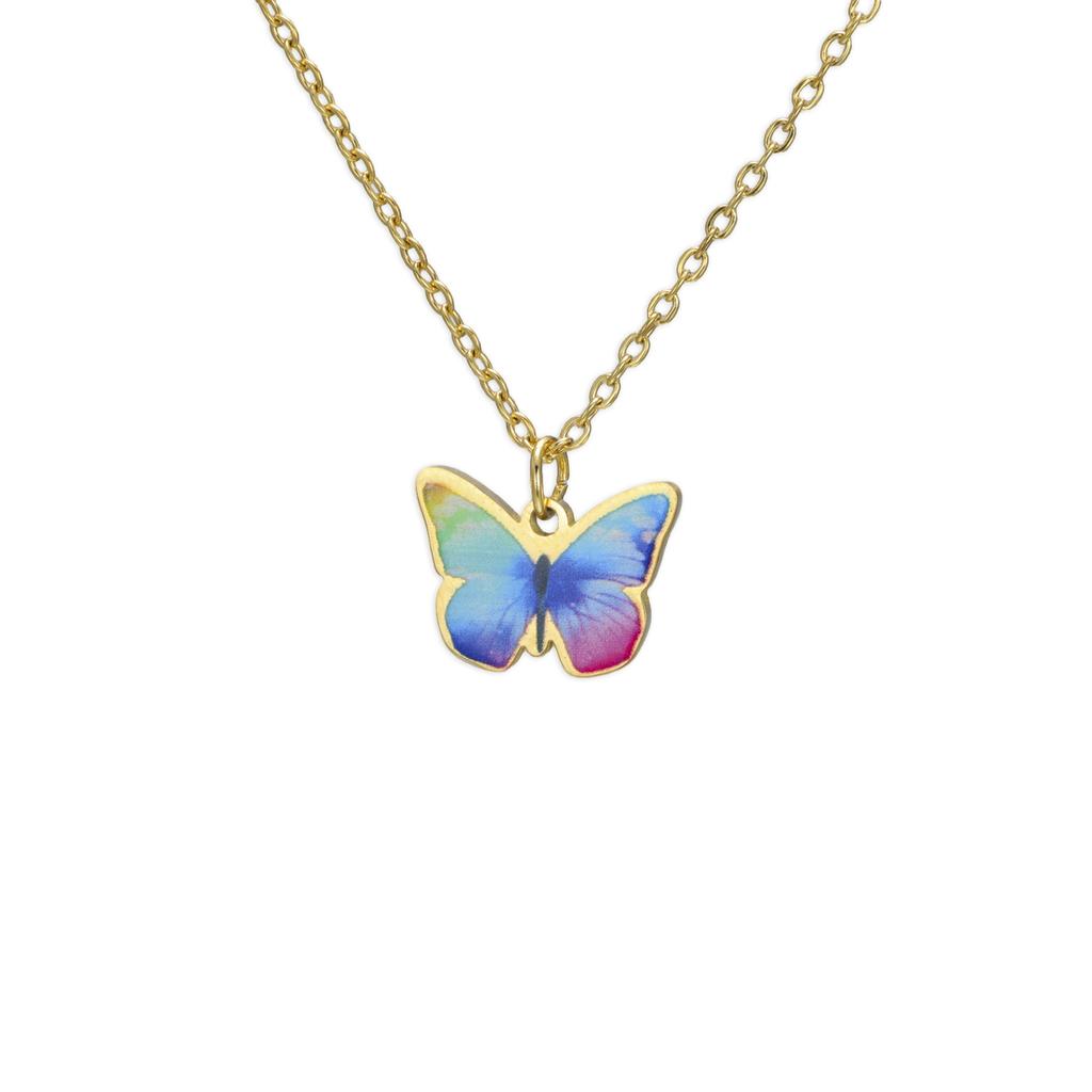 Teamer Colorful Butterfly Necklace For Women Girls Gold Color Stainless Steel Birthday Fashion Jewelry Gift Wholesale 2026 New