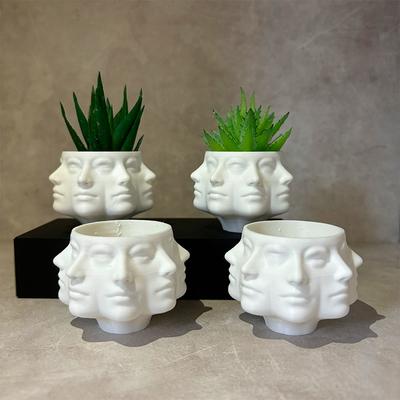 4 Pieces Mini Face Flower Pot Succulent Pot Desktop Ornament Plastic Planter Home Decor Plant Pot