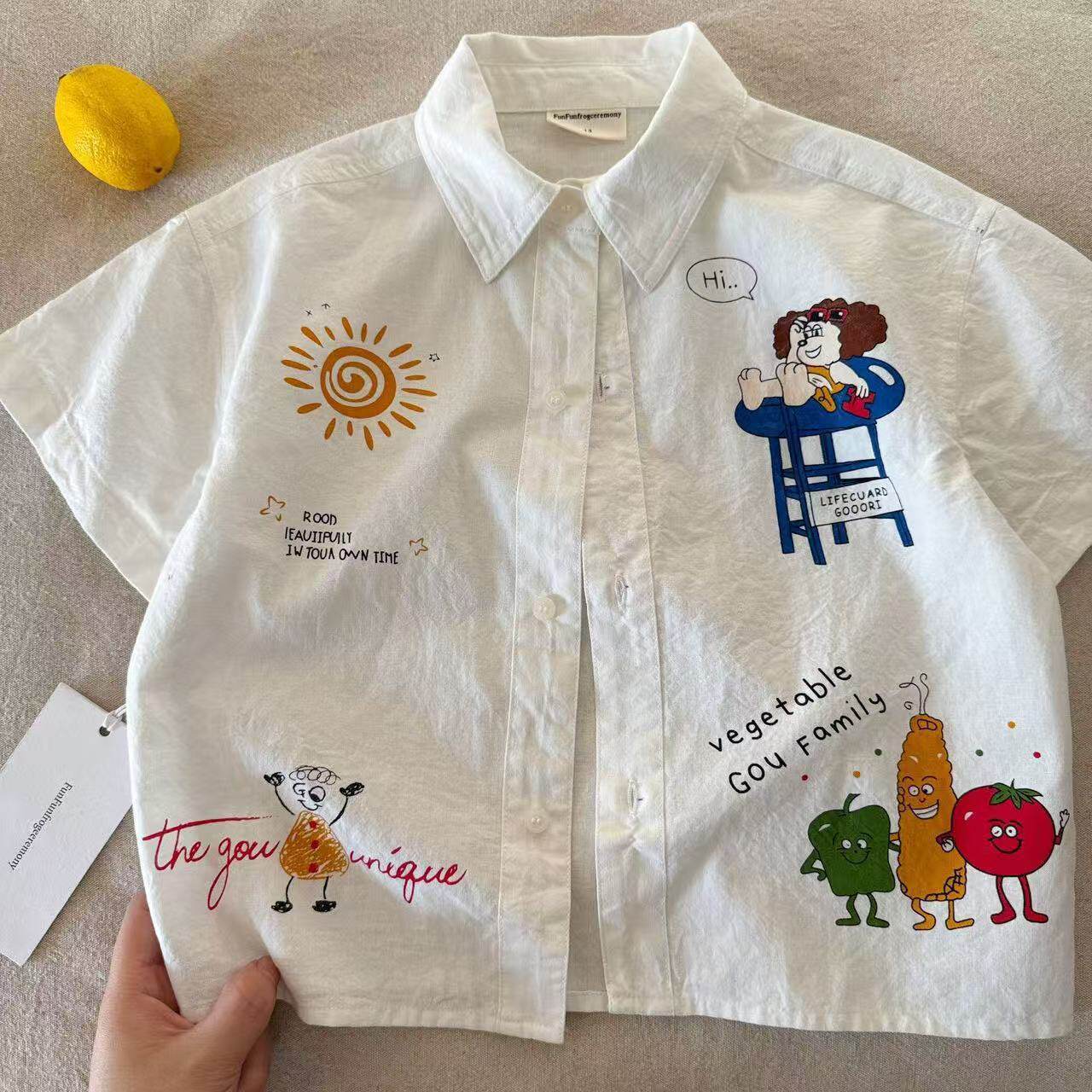Summer Kids Cotton Short Sleeve Shirt Boys Girls Thin Baby Top 80