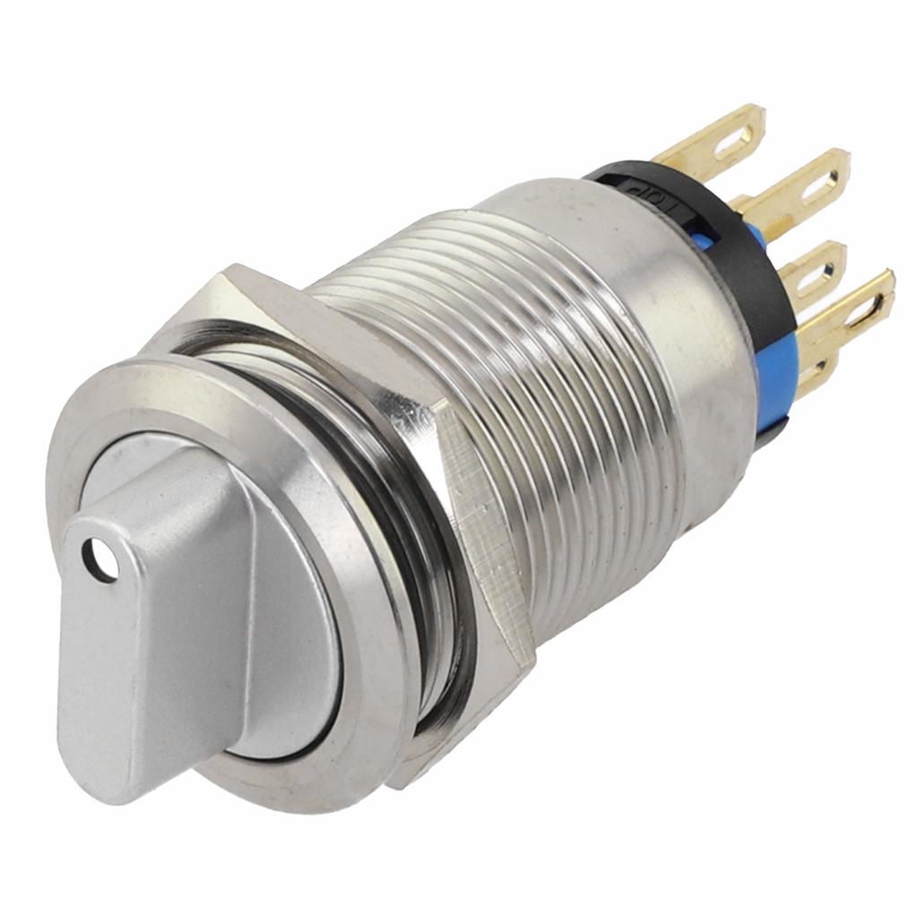 19mm Rotary Push Button Switch Momentary Self Reset 3 Position 2NO2NC 36V 5A Rated Voltage IP66 IK09 Protection Industrial Grade