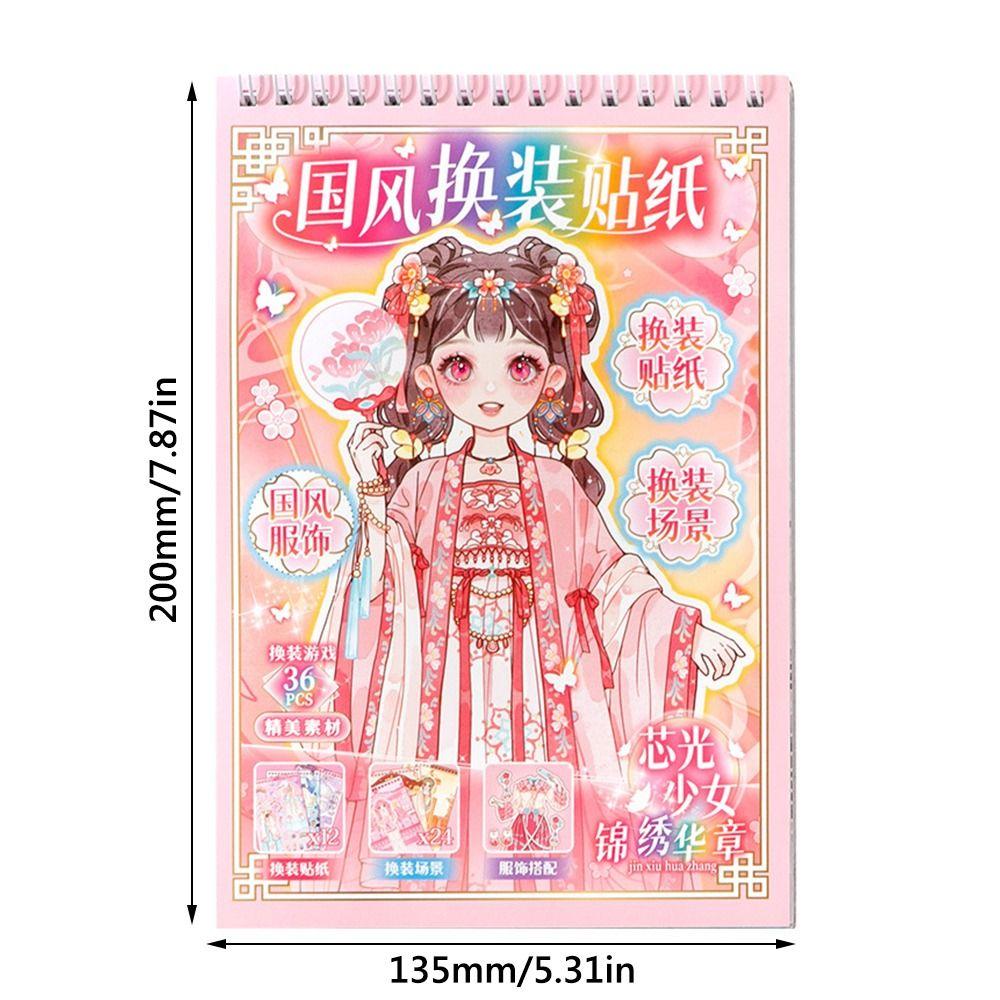 Chinese Style Girl Dress-up Sticker DIY Little Girl Stickers Toy Gifts Cartoon Sticker Book