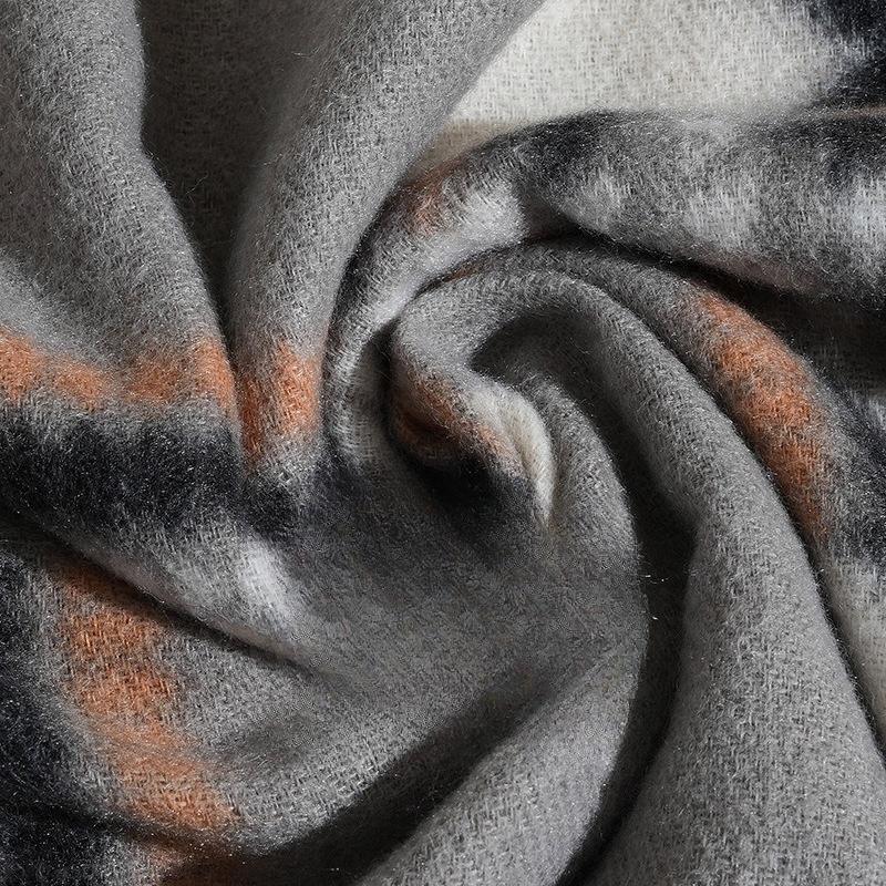 Double Side Heart-Shaped Checkered Scarf Female Winter Korean Fashion Versatile Shawl Thickened Outer Scarf Warm Neck Protection