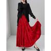 Chinese Style Velvet Midi Fishtail Skirt with Large Hem - Autumn/Winter Collection
