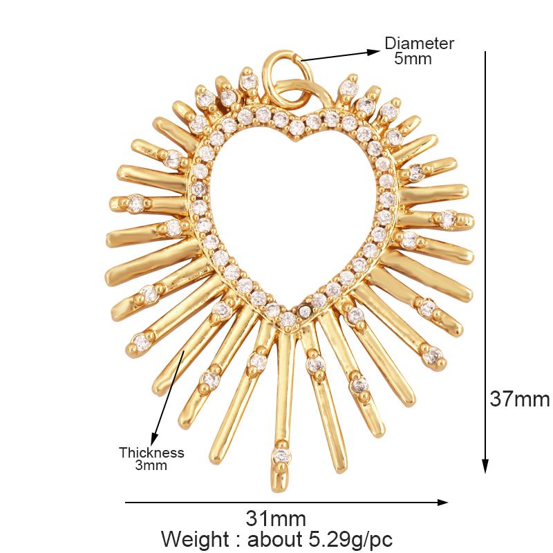 

Classics Love Heart Cubic Zirconia Charm Pendant,Fashion Heart Shape Hollow Gold Plated Colourful Craft Jewelry Supply L38