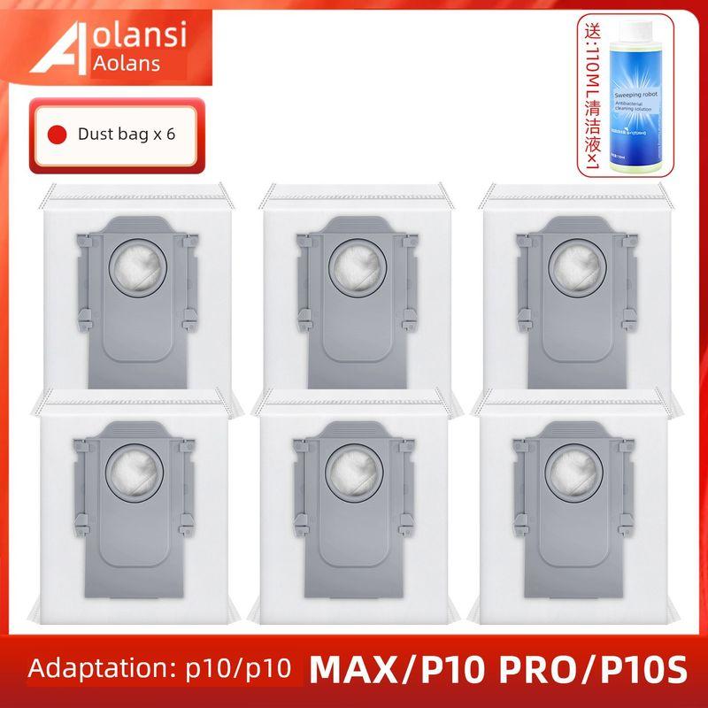 Compatible with Roborock Vacuum Cleaner Accessories P10 Pro/P10S Consumables Dust Bag Side Brush Cleaning Cloth Filter Cleaning Fluid