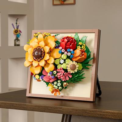 765 Pcs Flower Bouquet Building Blocks Set  Eternal Life Bouquet Girl Puzzle Puzzle Building Blocks Creative Wall Art Frames