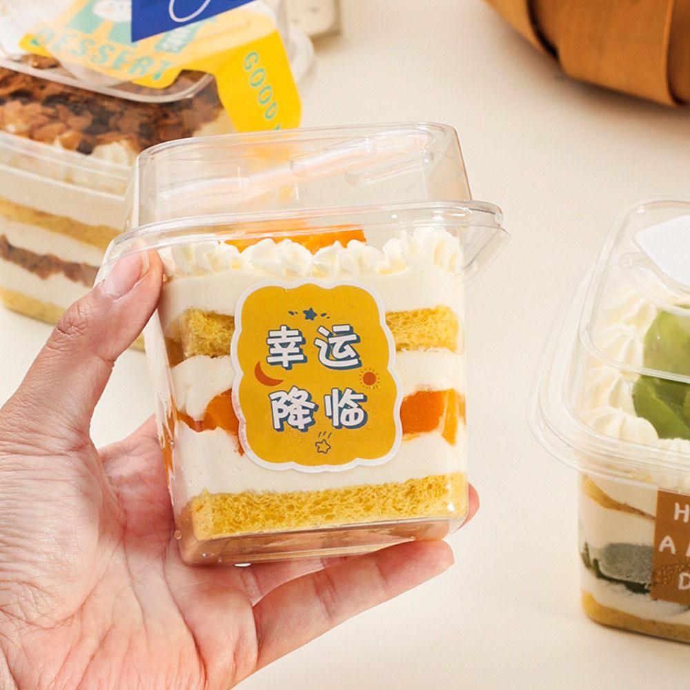 50Pcs Disposable Pudding Cups Square Dessert Boxes for Holding Ice Cream Jelly Yogurt and Mousse