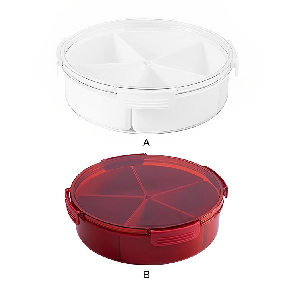 Divided Serving Tray with Lid Round Snack Container Candy Appetizer Nut Sugar Peanut Dish Home Living Room Restaurant