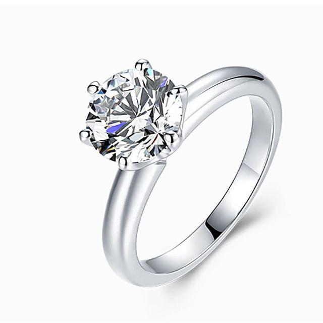 Real Moissanite Diamond Ring 1ct 2ct 3ct D Color 925 Sterling Silver Six Prong Ring Wedding Fine Jewelry for Women
