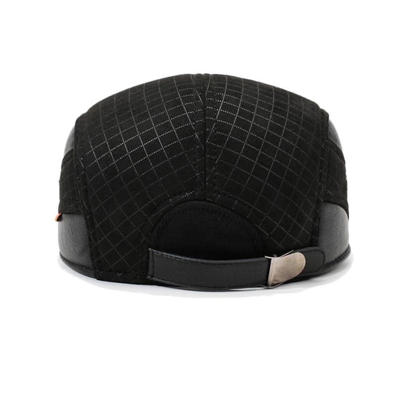 Autumn Winter Plaid Forward Hat Men's Thick Warm Cotton Hat Outdoor Middle-Aged and Elderly Ear Protection Cap Woolen Hat