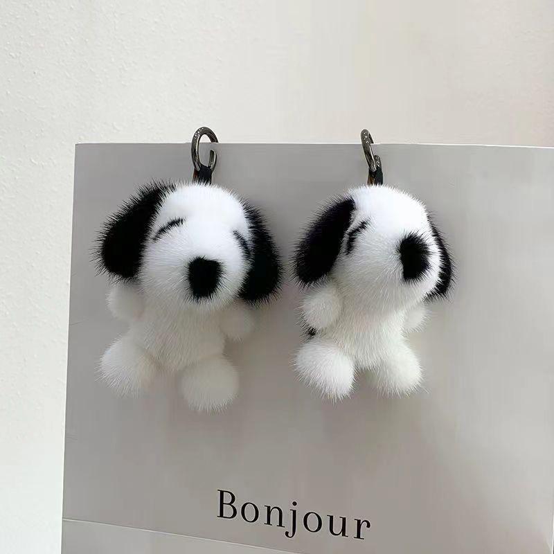 Plush Faux Mink Dog Keychain: Cute Jewelry Pendant & Festive Birthday Gift for Women