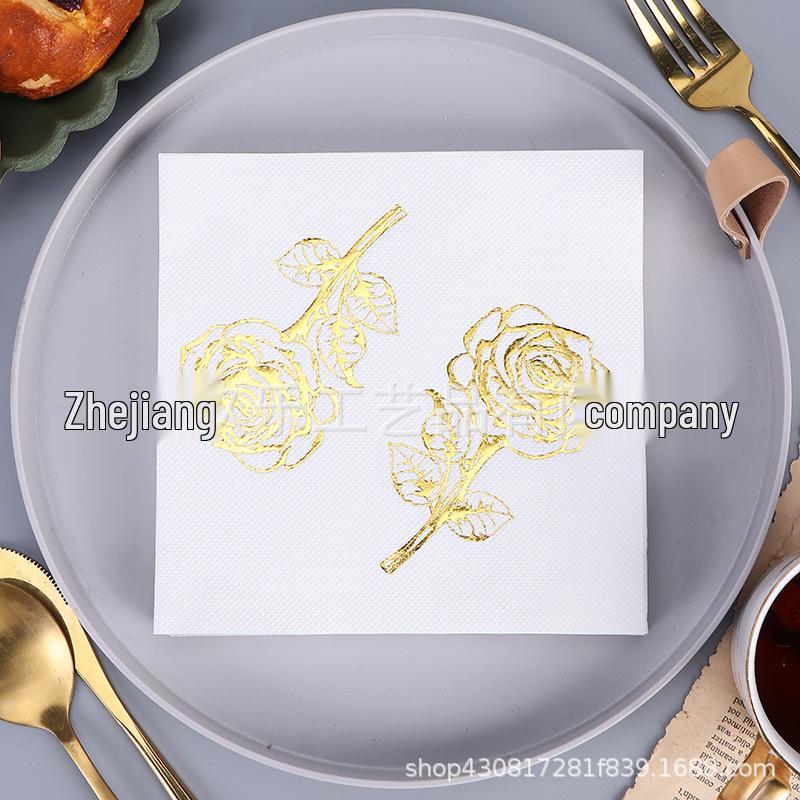 Gold & Silver Hot Stamped Happy Birthday Napkins for Party Decorations