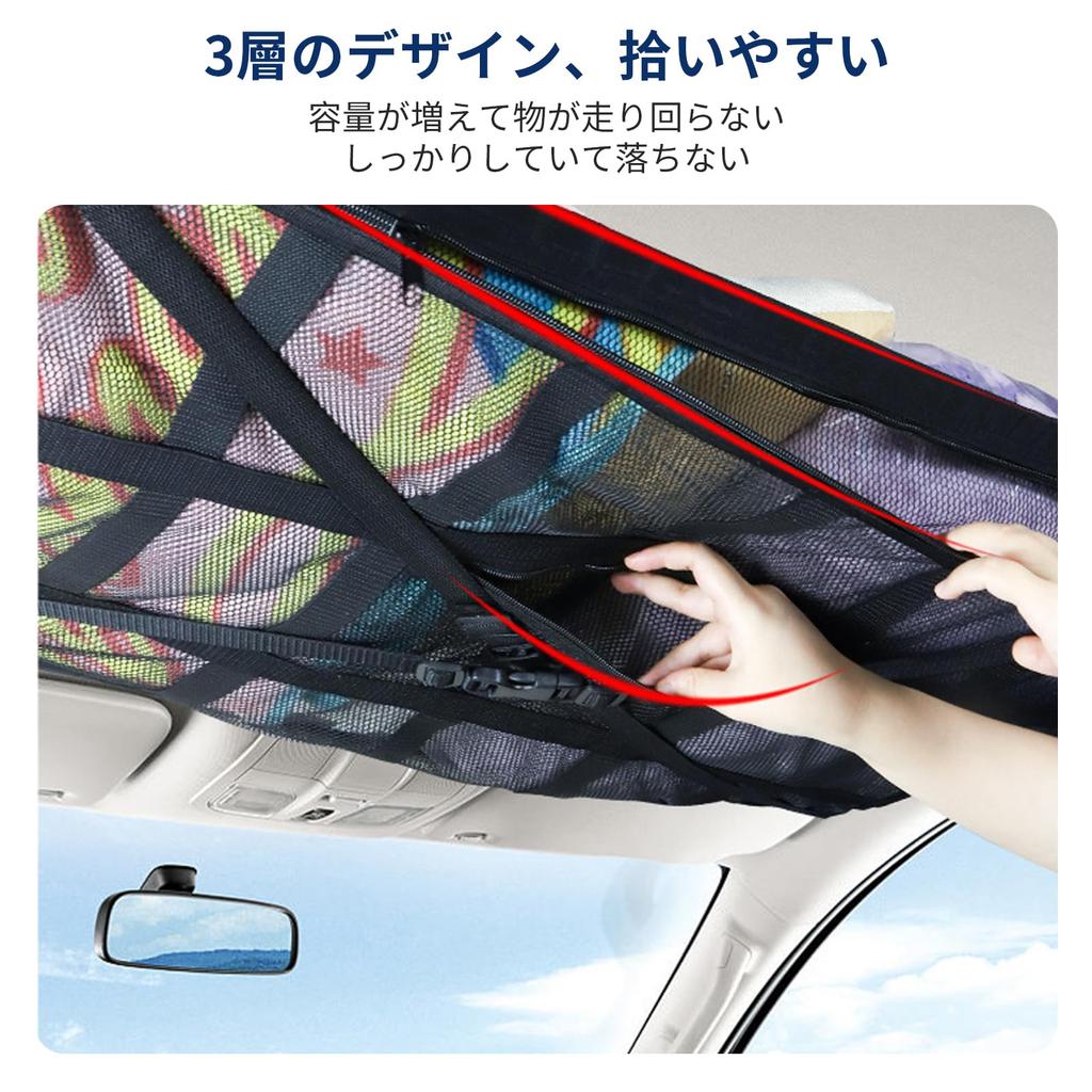 Aninako Car Ceiling Net, 35.4 X 25.6 Inches (90 X 65 Cm), Roof Net,