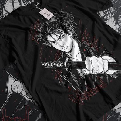 Vagabond T-Shirt Musashi Miyamoto Matahachi Honiden Anime Manga Shirt All Size Unisex T-Shirt
