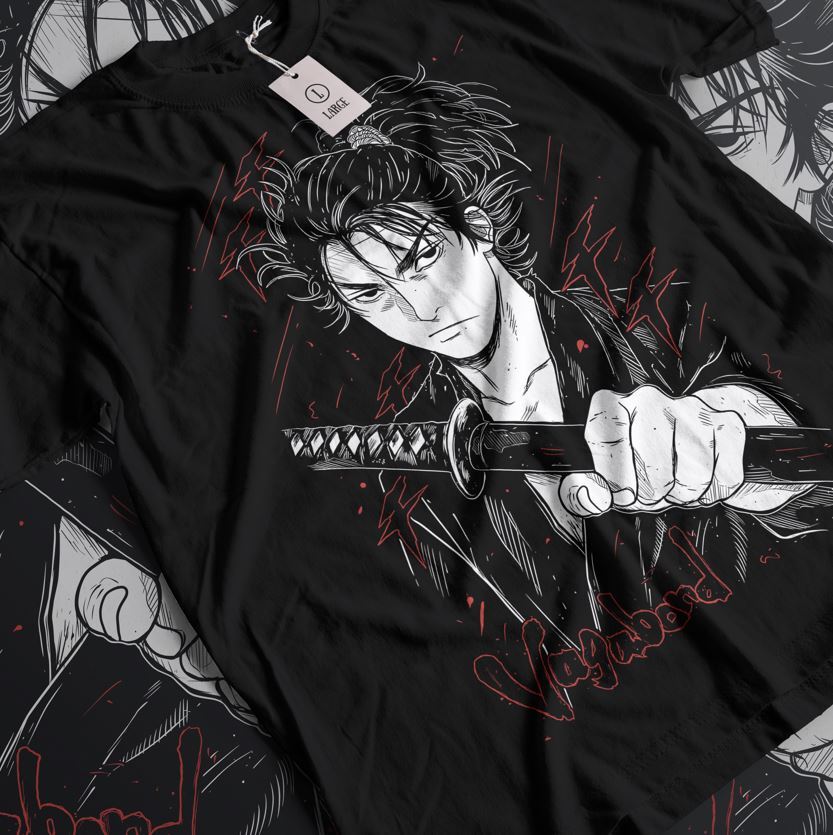 Футболка Vagabond Мусаси Миямото Матахати Хонъидэ Аниме Манга Футболка Все Размеры Унисекс Футболка XL