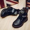 Children's Retro Leather Boots Boys Stylish Short Boots Warm Casual Leather Shoes