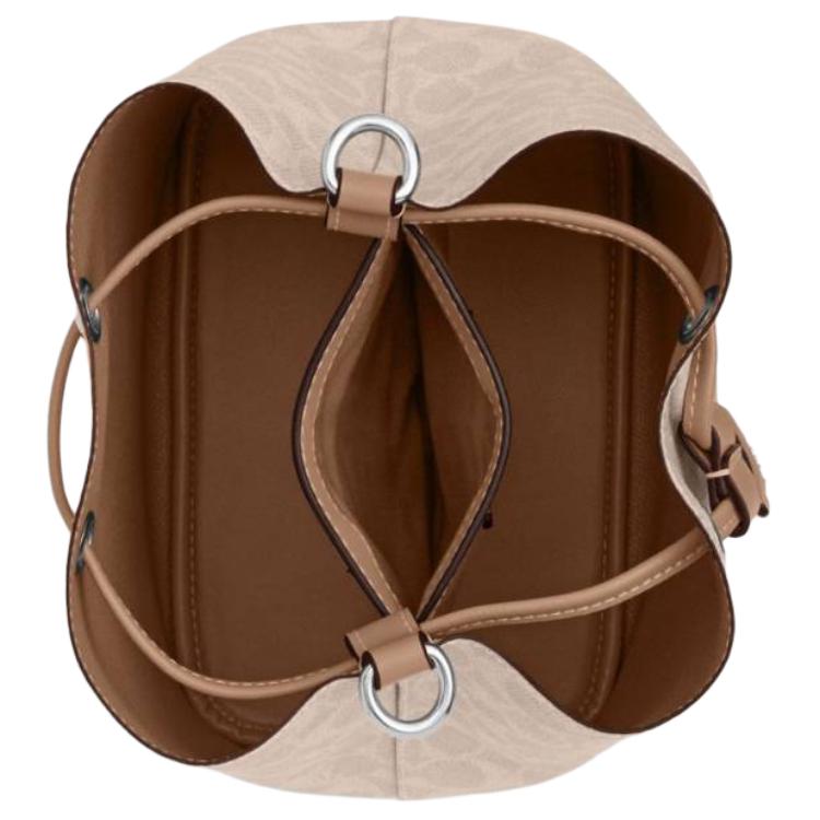 Coach Rowan 22 Sac Seau Logo Classique Similicuir Sacs à Main Femme Sable-Jaune Gris-Marron CBH07-SVPWH