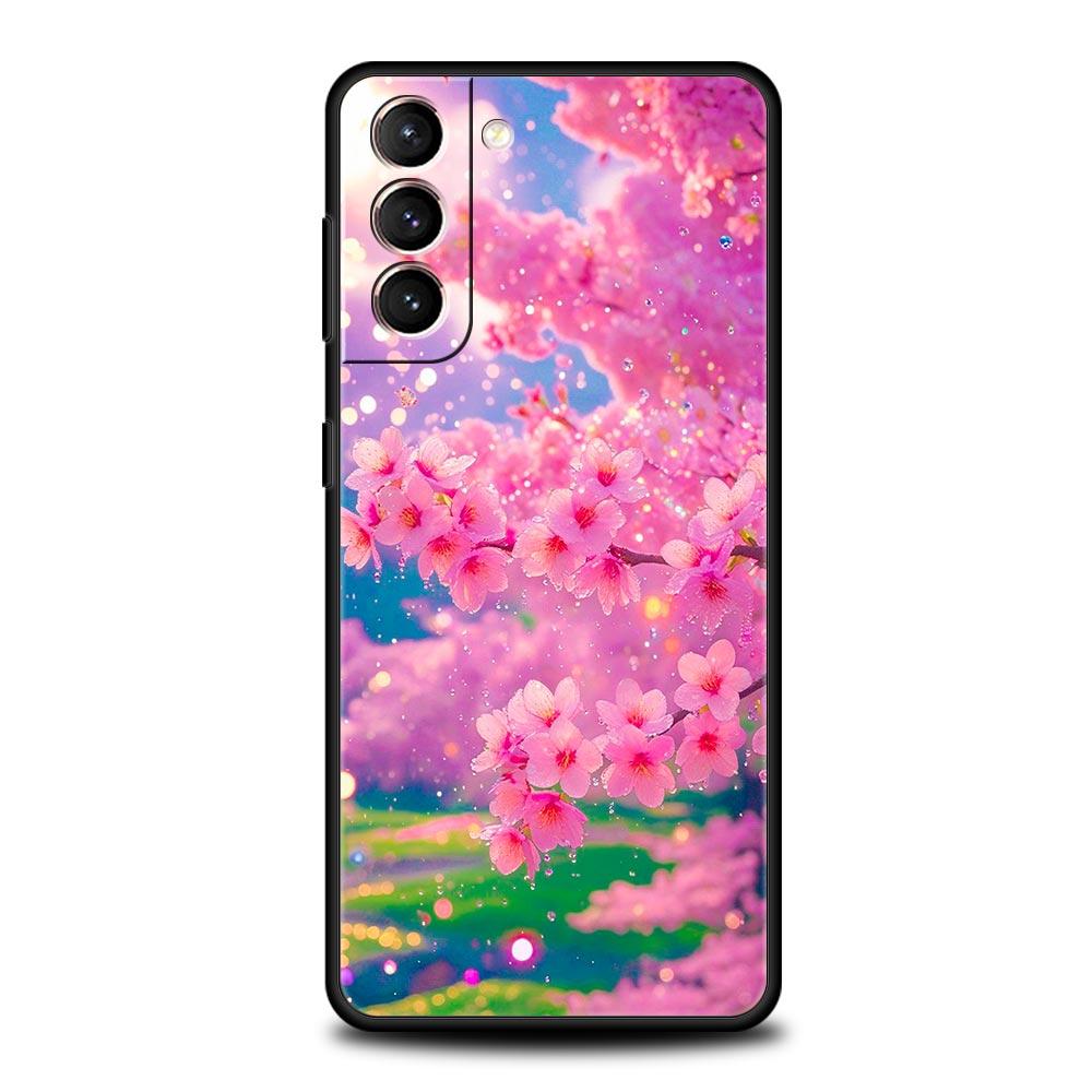 Korean Flower Phone Case for Samsung Galaxy S26 S25 S24 S23 S22 S20 S21 FE Ultra S25 Edge Plus 5G Soft TPU Cover Fundas Capa Bag