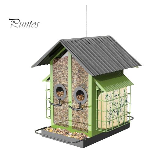 

Металлическая подвесная кормушка для птиц, уличная кормушка в форме домика с двойной клеткой для корма из сала, всепогодный дозатор корма для птиц для привлечения диких птиц A