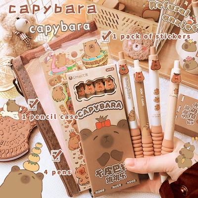 Kawaii Cartoon Capybara Black Ink Gel Pen School Office Supplies Stationery Prize Students Cute Pens Pretty Gift