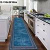 1Pcs Blue Bohemian Style Non-Slip Washable Area Rug Runner for Living Room, Bedroom, Dining & Office